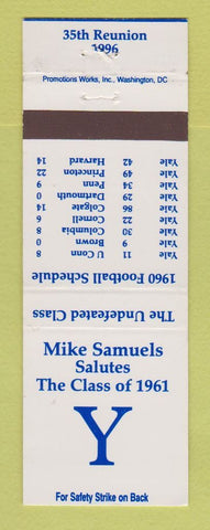 Matchbook Cover - Yale Class Union 1996 Mike Samuels
