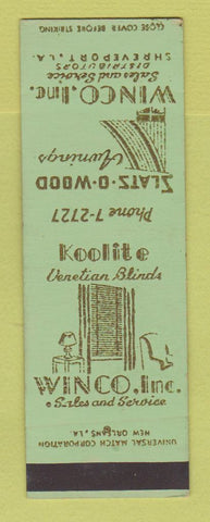Matchbook Cover - Winco Venetian Blinds Awnings Shreveport LA