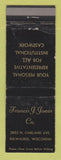 Matchbook Cover - Frances J Jones Milwaukee WI Filing Cabinets WEAR