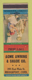 Matchbook Cover - Acme Awning Shade Bridgeport CT