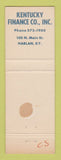 Matchbook Cover - Kentucky Finance Company Harlan KY WEAR