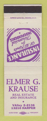 Matchbook Cover - Elmer Krause Insurance Real Estate