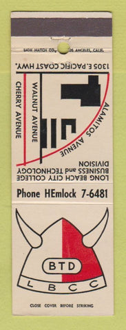 Matchbook Cover - Long Beach City College Business Technology CA