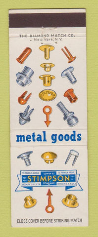 Matchbook Cover - Stimpson Metal Goods Fasteners Brooklyn NY
