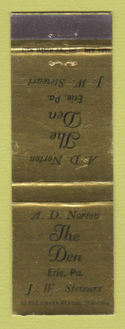 Matchbook Cover - AD Norton The Den Eria PA