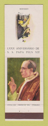 Matchbook Cover - Pope Papa Pius XII Catholic Religious