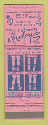 Matchbook Cover - Shapiro's Children's Shoes Philadelphia PA clown WEAR