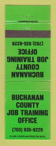 Matchbook Cover - Buchanan County Job Training Office VA GREEN