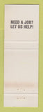 Matchbook Cover - Buchanan County Job Training Office VA YELLOW