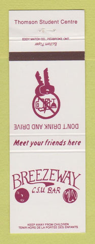 Matchbook Cover - Breezeway CSU Bar Thomson Student Centre Canada