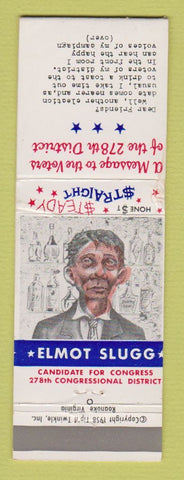 Matchbook Cover - Elmot Slugg for Congress Joke Gag Tip Twinkle WEAR
