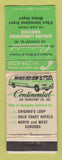 Matchbook Cover - Continental Airline Limo Bus Service Chicago IL WEAR
