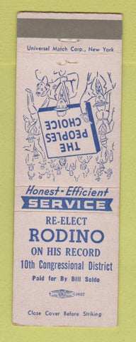 Matchbook Cover - Rodino for Congress Election