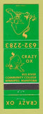 Matchbook Cover - Crazy Ox Red River Community College Winnipeg MB