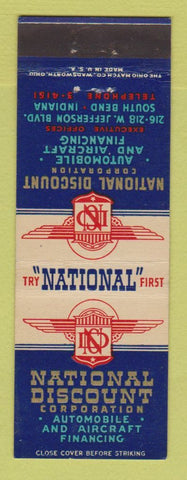 Matchbook Cover - National Discount Auto Loans South Bend IN
