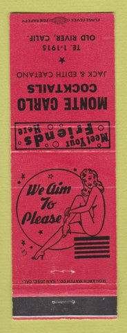 Matchbook Cover - Monte Carlo Cocktail Bar Old River CA girlie
