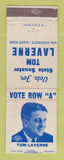 Matchbook Cover - Tom Laverne State Senator Election WEAR
