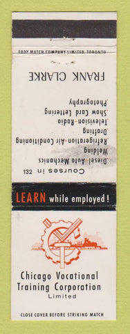 Matchbook Cover - Chicago Vocational Training Corp Frank Clarke Toronto ON WEAR