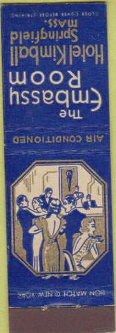 Matchbook Cover - Embassy Room Springfield MA Hotel Kimball Midget