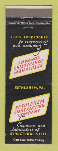 Matchbook Cover - Bethlehem Contracting Company Steel PA