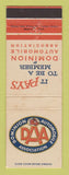 Matchbook Cover - Dominion Auto Club Canada DAA WEAR