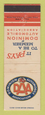 Matchbook Cover - Dominion Auto Club Canada DAA WEAR