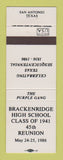 Matchbook Cover - Brackenridge High School Class of 1941 Reunion 1986