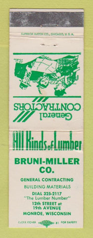 Matchbook Cover - Bruni Miller Contractors Monroe WI WEAR
