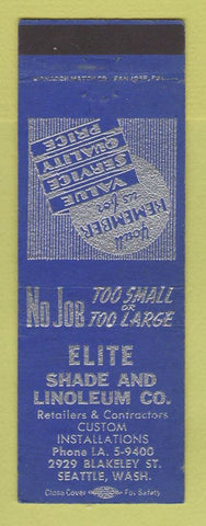 Matchbook Cover - Elite Shade Linoleum Seattle WA