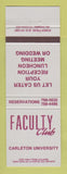 Matchbook Cover - Carleton University Faculty Club
