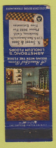 Matchbook Cover - Armstrong Linoleum N Sweet & Sons Stockton CA WORN BACK