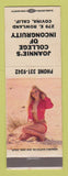 Matchbook Cover - Joannie's College of Incongruity Covina CA pinup WEAR