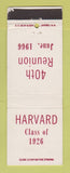 Matchbook Cover - Harvard Class of 1926 Reunion 1966 WEAR