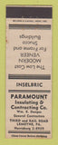 Matchbook Cover - Paramount Insulating Lemoyne PA WEAR