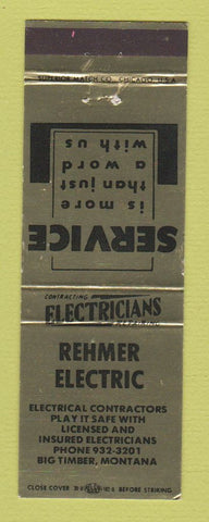 Matchbook Cover - Rehmer Electric Big Timber MT