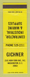 Matchbook Cover - Gichner Contractor Marine Supply Washington DC