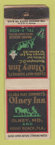 Matchbook Cover - Olney Inn Washington DC WORN
