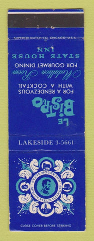 Matchbook Cover - State House Inn Springfield IL Abraham Lincoln WEAR