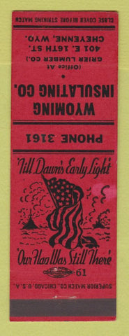 Matchbook Cover - Wyoming Insulating Cheyenne WY Patriotic WEAR