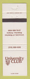 Matchbook Cover - University Club of Waterloo ON