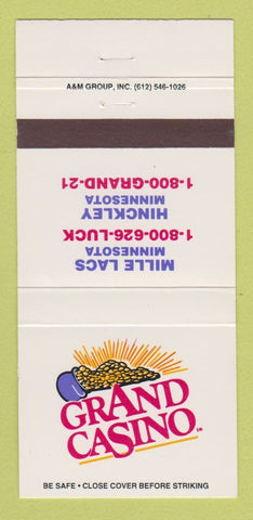 Matchbook Cover - Grand Casino Mille Lacs MN Hinckley 30 Strike
