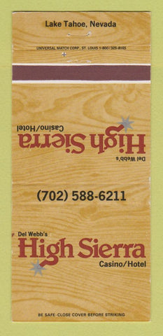 Matchbook Cover - Del Webb's High Sierra Casino Hotel Lake Tahoe NV 30 Strike