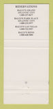 Matchbook Cover - Bally's Grand Casino Atlantic City NJ 30 Strike
