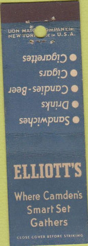 Matchbook Cover - Elliott's Camden NJ store Midget