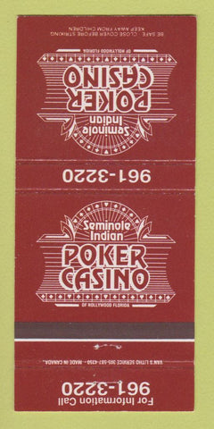 Matchbook Cover - Seminole Indian Poker Casino Hollywood FL 30 Strike