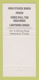 Matchbook Cover - Seminole Indian Poker Casino Hollywood FL 30 Strike