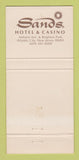 Matchbook Cover - Sands Hotel Casino Atlantic City NJ 30 Strike