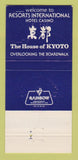 Matchbook Cover - Resorts International Atlantic City NJ Kyoto  30 Strike