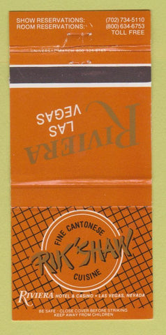 Matchbook Cover - Riviera Hotel Casino Las Vegas NV Rik Shaw Chinese 30 Strike