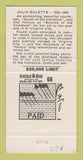 Matchbook Cover - Overland Hotel Casino Reno NV Julia Bulette 30 Strike